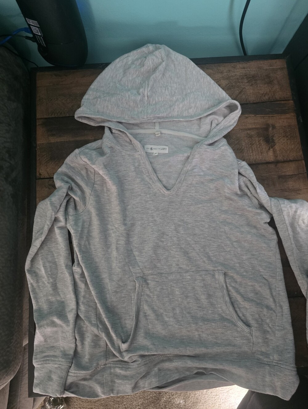 Lou & Grey Light Gray Hooded Pullover Sweatshirt